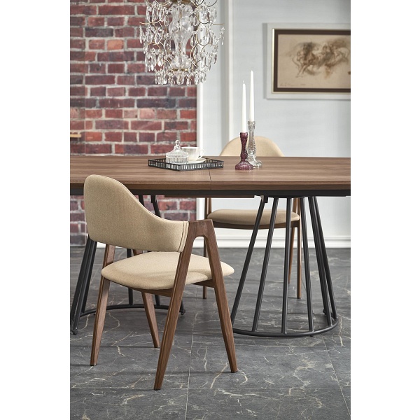 Stół EVERTON rozkładany, orzechowy / czarny - Halmar