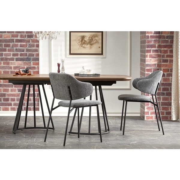 Stół EVERTON rozkładany, orzechowy / czarny - Halmar