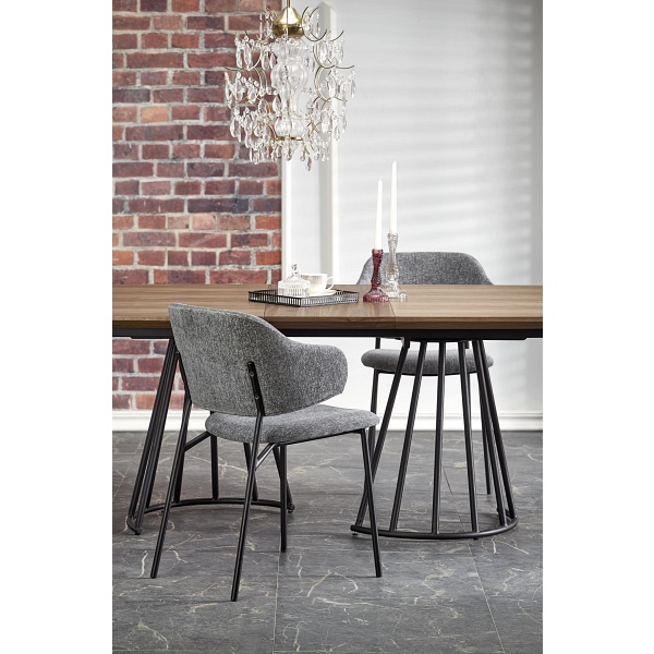 Stół EVERTON rozkładany, orzechowy / czarny - Halmar