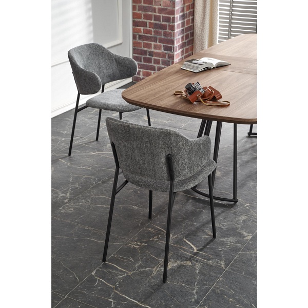 Stół EVERTON rozkładany, orzechowy / czarny - Halmar