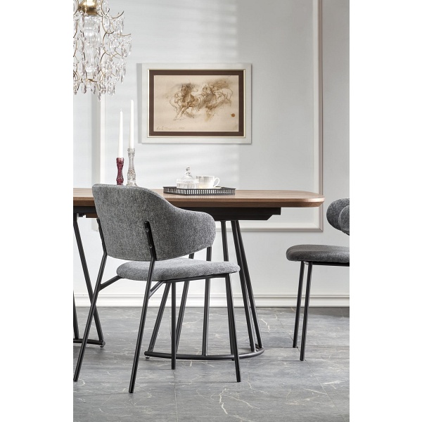 Stół EVERTON rozkładany, orzechowy / czarny - Halmar