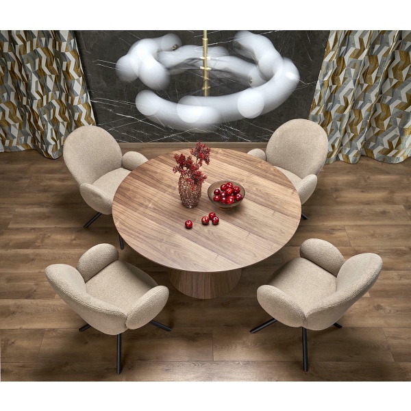 Stół HENDERSON okrągły, orzechowy - Halmar