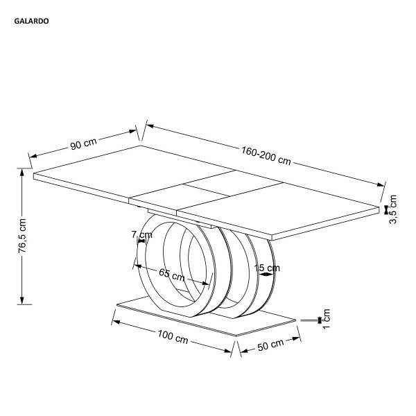 Stół GALARDO rozkładany, biały / złoty - Halmar