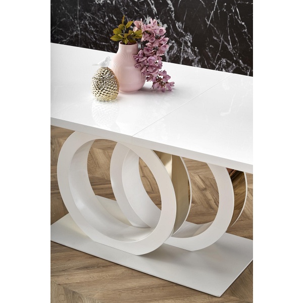 Stół GALARDO rozkładany, biały / złoty - Halmar