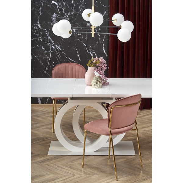 Stół GALARDO rozkładany, biały / złoty - Halmar