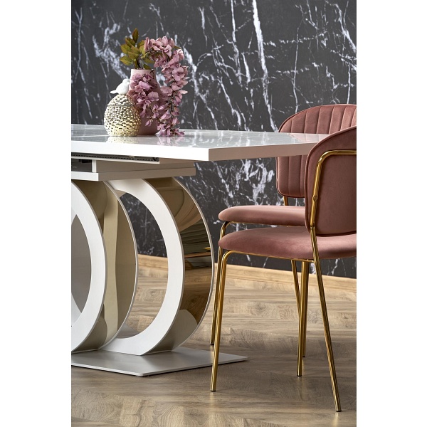 Stół GALARDO rozkładany, biały / złoty - Halmar