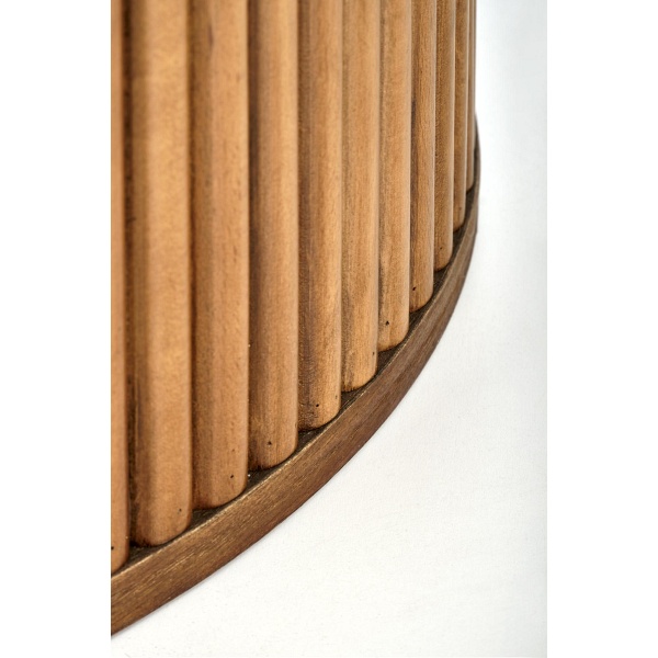 Stół BRUNO okrągły, biały marmur / orzechowy - Halmar