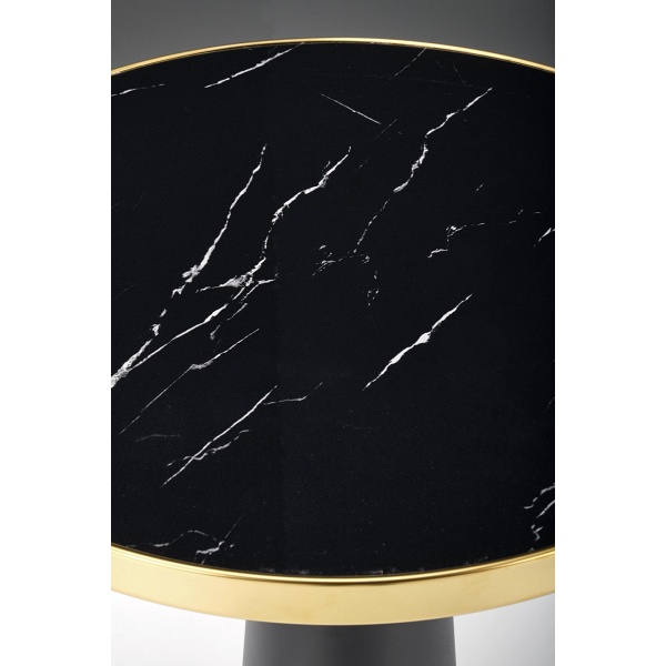 Stół MOLINA okrągły, czarny marmur / czarny / złoty - Halmar