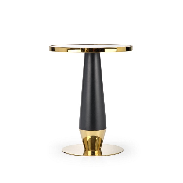 Stół MOLINA okrągły, czarny marmur / czarny / złoty - Halmar