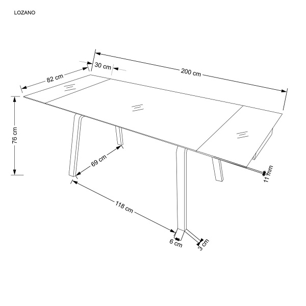 Stół LOZANO rozkładany, czarny marmur / orzechowy - Halmar