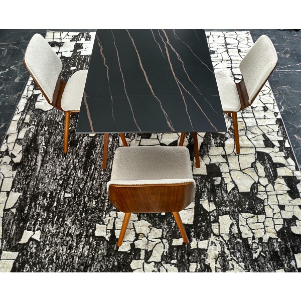 Stół LOZANO rozkładany, czarny marmur / orzechowy - Halmar