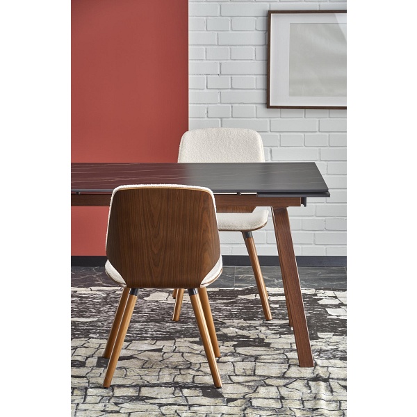 Stół LOZANO rozkładany, czarny marmur / orzechowy - Halmar