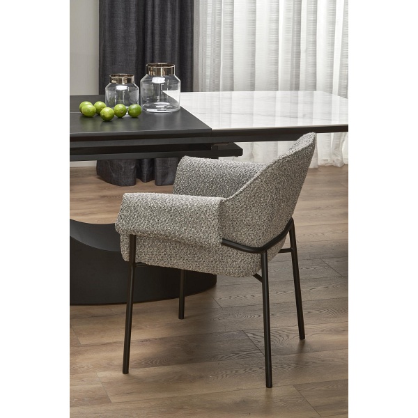 Stół OSMAN rozkładany, biały marmur / czarny - Halmar