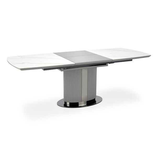 Stół DANCAN rozkładany, biały marmur / popielaty / jasny popielaty / czarny ) - Halmar