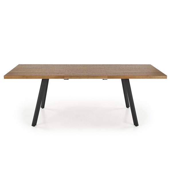 Stół BERLIN rozkładany 160/220 cm, blat - orzechowy, stelaż - czarny - Halmar