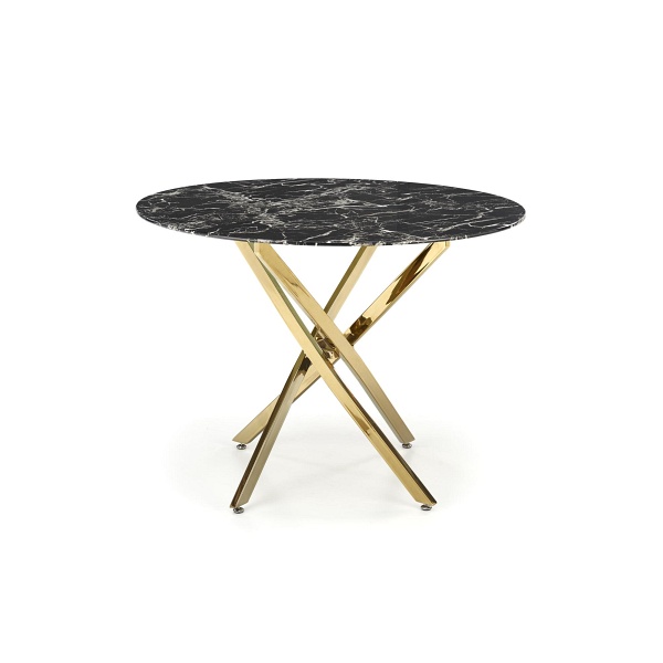 Stół RAYMOND 2 , blat - czarny marmur, nogi - złoty - Halmar