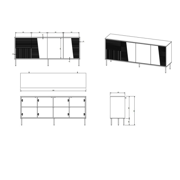 Komoda ABI czarny mat/ czarny mat - Halmar