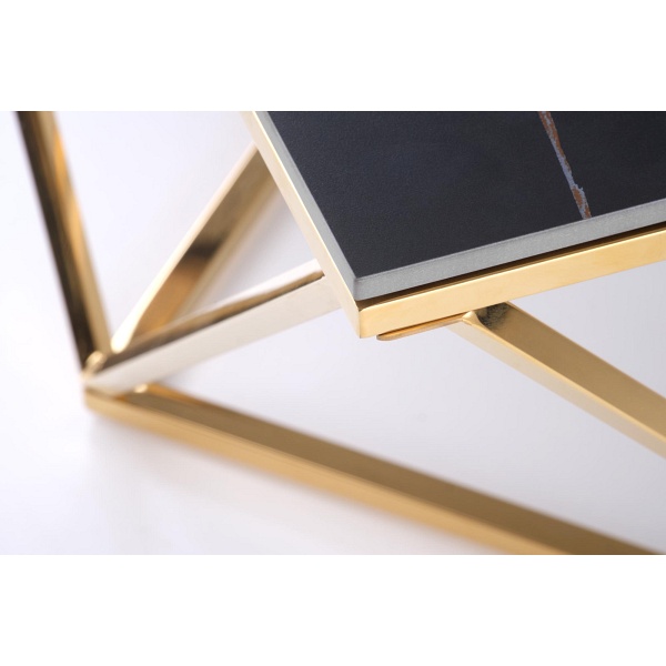 Ława FELICIA stelaż - złoty, blat - czarny marmur - Halmar