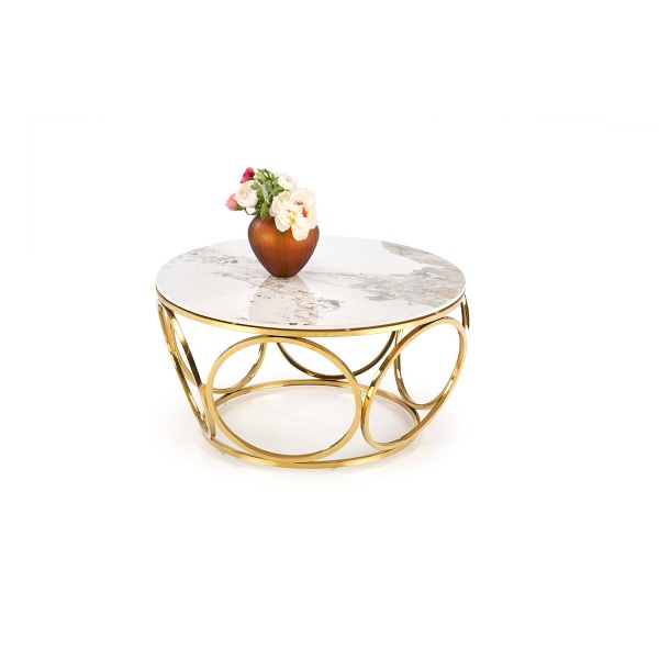 Ława VENUS 2 , biały marmur / złoty - Halmar