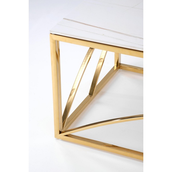 Ława UNIVERSE 3 , biały marmur / złoty - Halmar