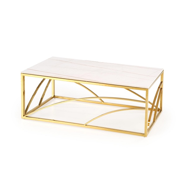 Ława UNIVERSE 3 , biały marmur / złoty - Halmar