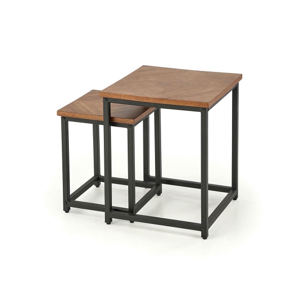 ELZA zestaw 2 ław, orzechowy / czarny - Halmar