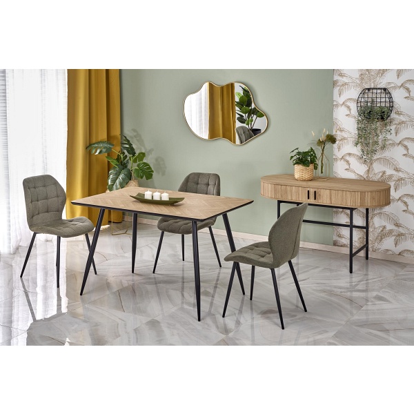 Stół BERTO blat - naturalny, noga - czarny - Halmar