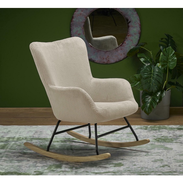 Fotel BELMIRO wypoczynkowy z funkcją kołyski, kremowy - Halmar