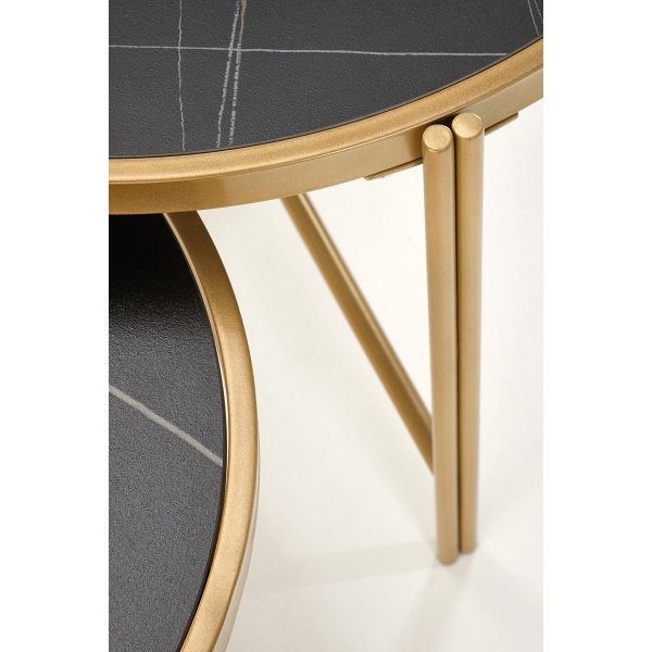 FATIMA zestaw 2 ław, czarny marmur / złoty - Halmar