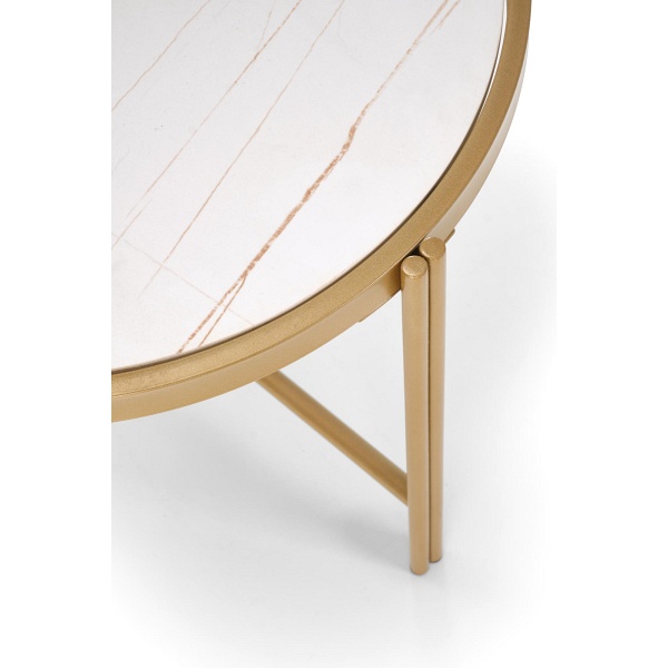 FATIMA zestaw 2 ław, biały marmur / złoty - Halmar