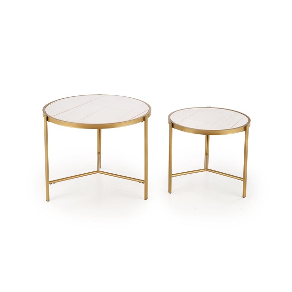 FATIMA zestaw 2 ław, biały marmur / złoty - Halmar