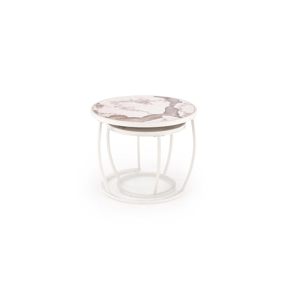 INES zestaw 2 ław, beżowy marmur / biały - Halmar