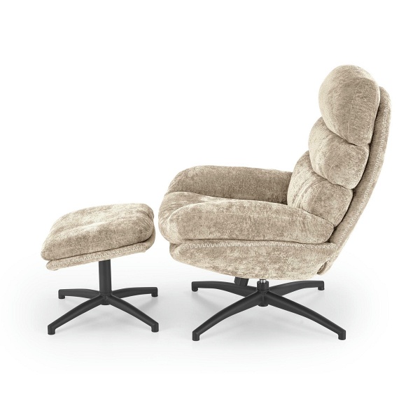 Fotel DARIO wypoczynkowy z podnóżkiem oraz z funkcją kołyski, beżowy - Halmar