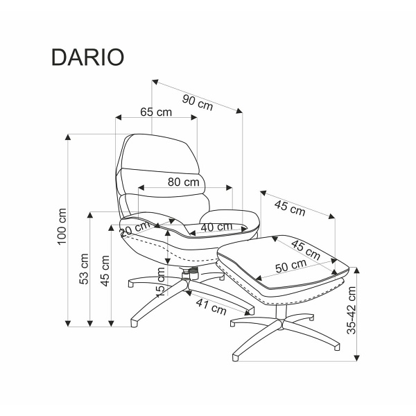 Fotel DARIO wypoczynkowy z podnóżkiem oraz z funkcją kołyski, beżowy - Halmar