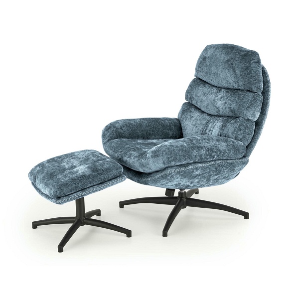 Fotel DARIO wypoczynkowy z podnóżkiem oraz z funkcją kołyski, niebieski - Halmar