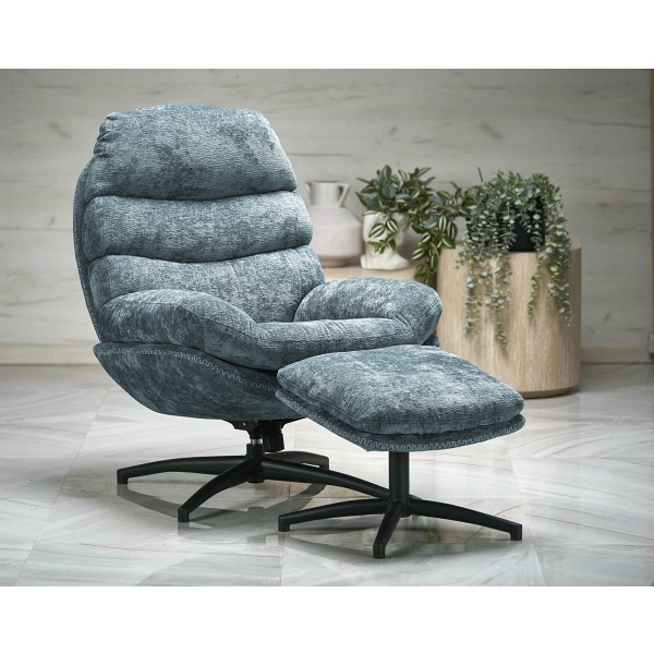 Fotel DARIO wypoczynkowy z podnóżkiem oraz z funkcją kołyski, niebieski - Halmar