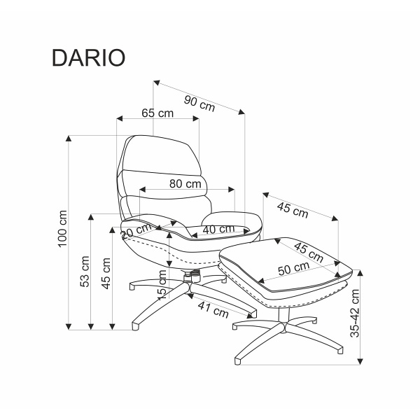 Fotel DARIO wypoczynkowy z podnóżkiem oraz z funkcją kołyski, niebieski - Halmar