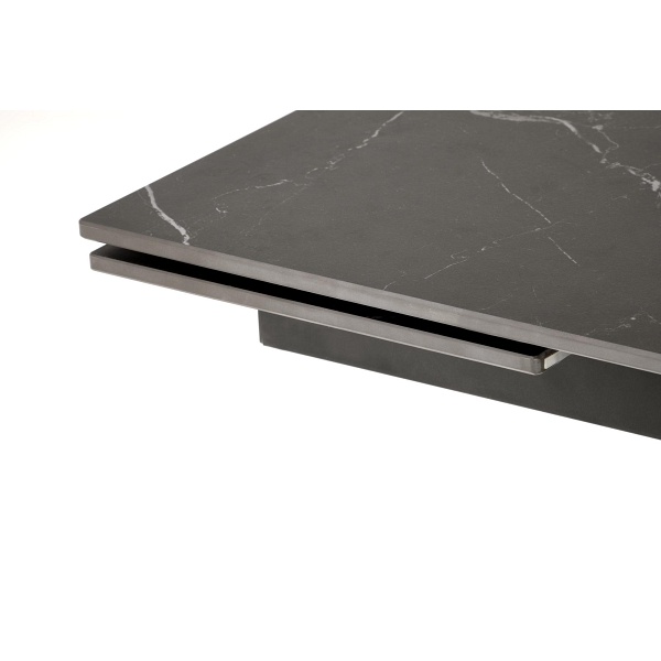 Stół VITORINO rozkładany, blat - czarny marmur, nogi - czarny - Halmar