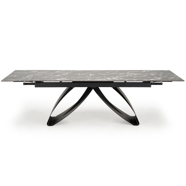 Stół HILARIO rozkładany, blat - czarny marmur, nogi - czarny - Halmar