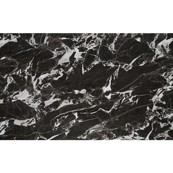 Stół HILARIO rozkładany, blat - czarny marmur, nogi - czarny - Halmar