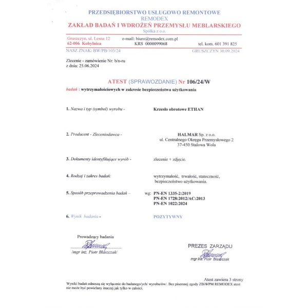 Fotel ETHAN gabinetowy popielaty - Halmar