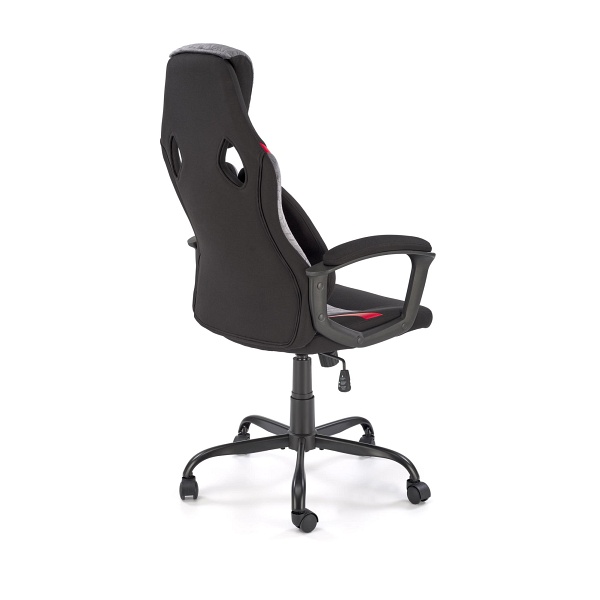 Fotel JENSEN gabinetowy, czarny - popielaty - czerwony - Halmar