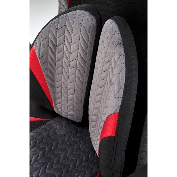 Fotel JENSEN gabinetowy, czarny - popielaty - czerwony - Halmar