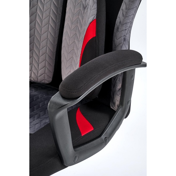 Fotel JENSEN gabinetowy, czarny - popielaty - czerwony - Halmar