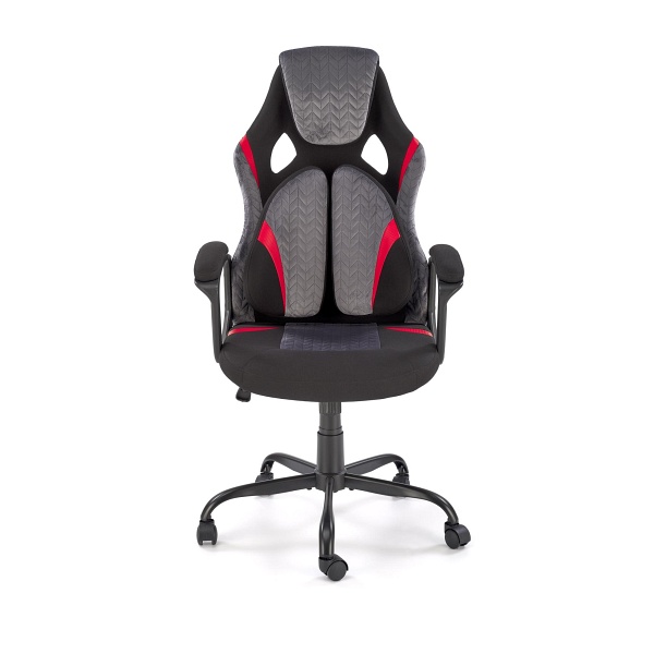 Fotel JENSEN gabinetowy, czarny - popielaty - czerwony - Halmar