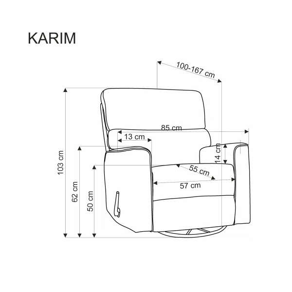 Fotel KARIM wypoczynkowy popielaty - Halmar