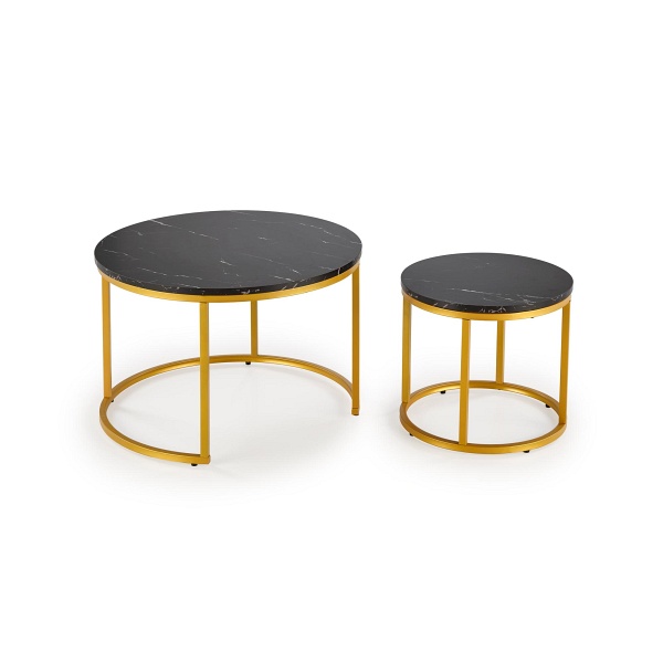 PAOLA zestaw 2 ław, czarny marmur / złoty - Halmar