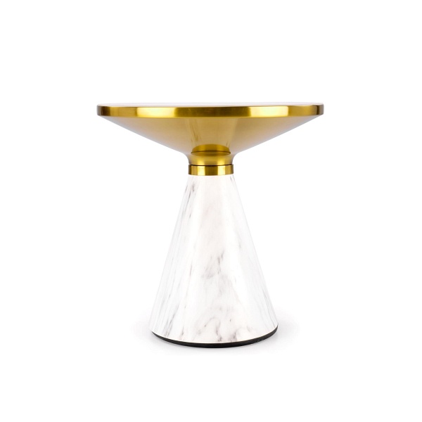 Ława TALBI biały marmur / biały / złoty - Halmar