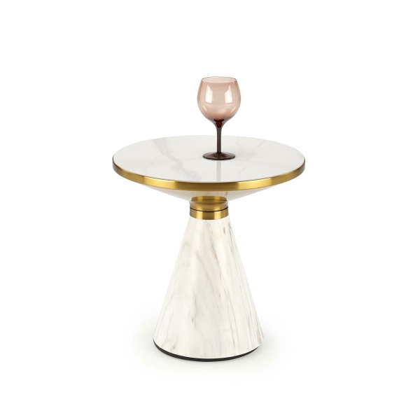 Ława TALBI biały marmur / biały / złoty - Halmar