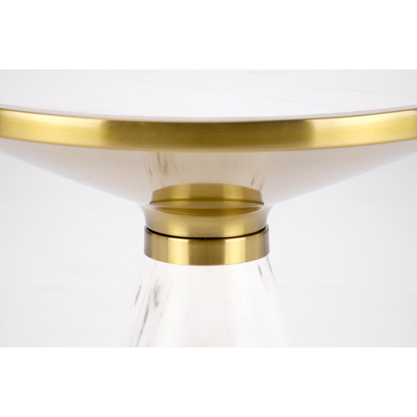 Ława TALBI biały marmur / biały / złoty - Halmar